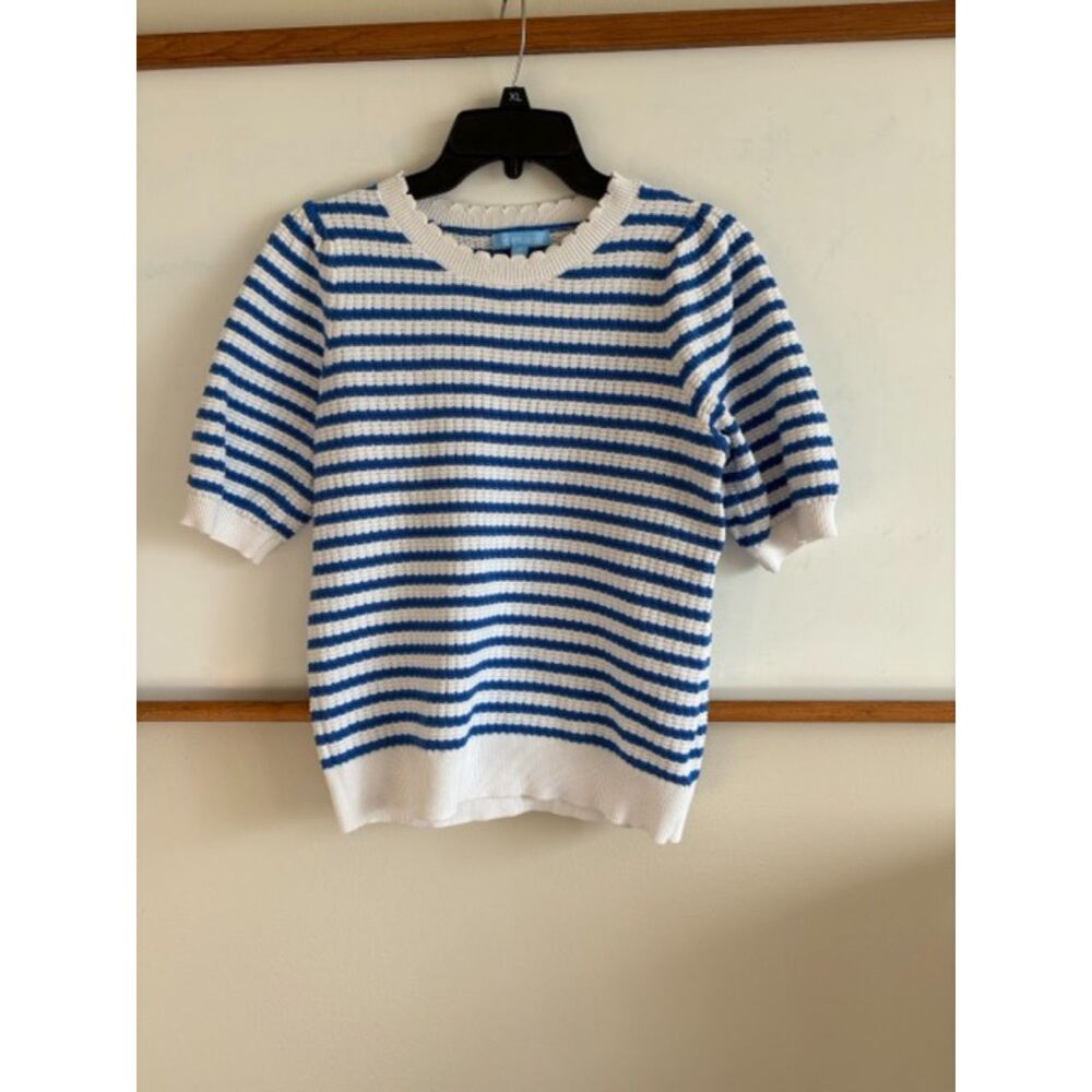 Draper James Blue & White Striped Sweater, Size M